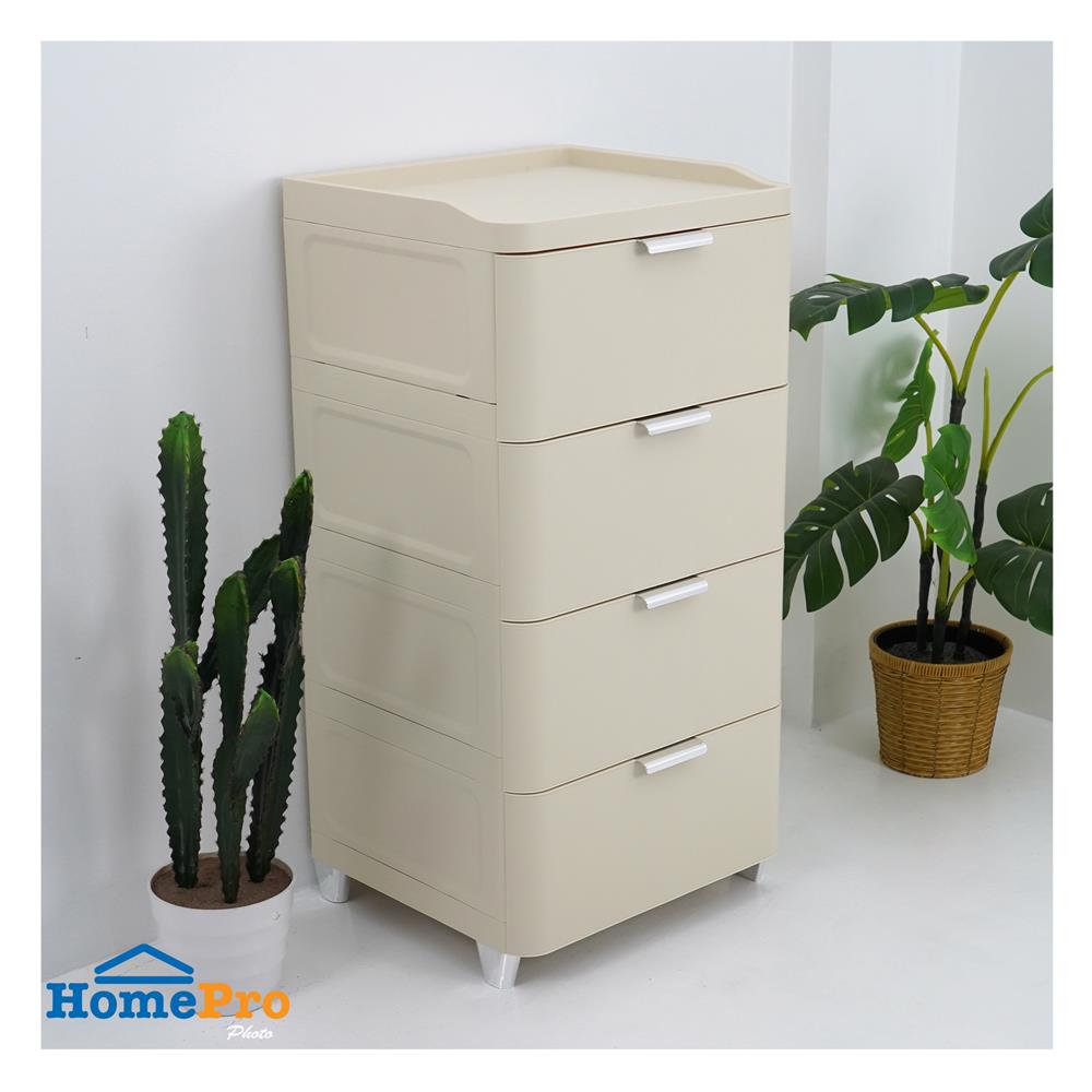 ตู้ลิ้นชัก 4 ชั้น STACKO LINNA 45x41x90 ซม. สีครีม