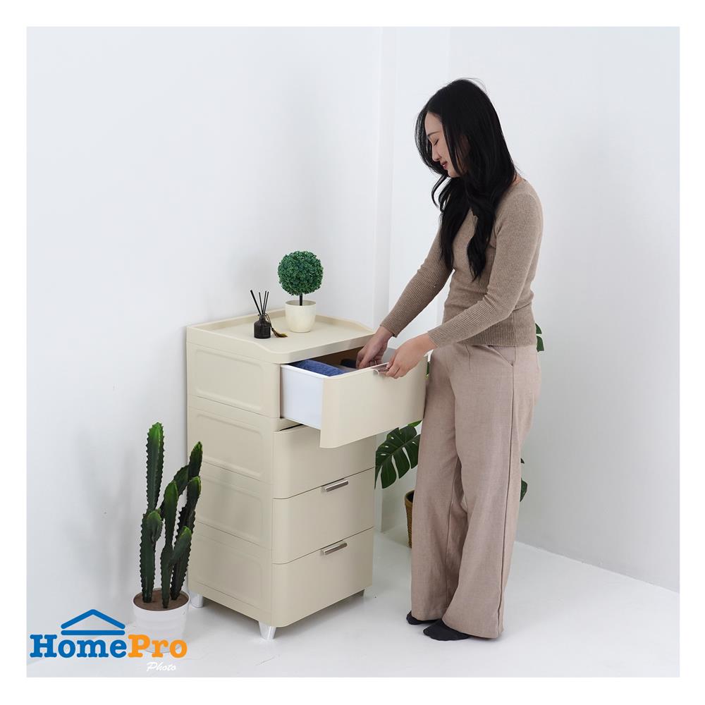 ตู้ลิ้นชัก 4 ชั้น STACKO LINNA 45x41x90 ซม. สีครีม