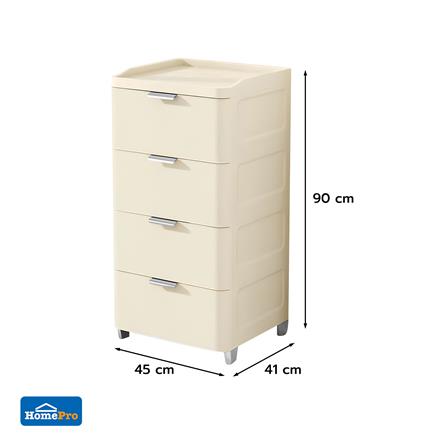 ตู้ลิ้นชัก 4 ชั้น STACKO LINNA 45x41x90 ซม. สีครีม_6