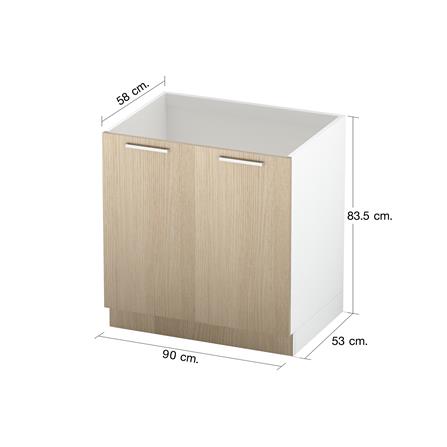 บานคู่โครงตู้ล่าง CABIN JUNO UPVC 90x83.5 ซม. สีบีช_4