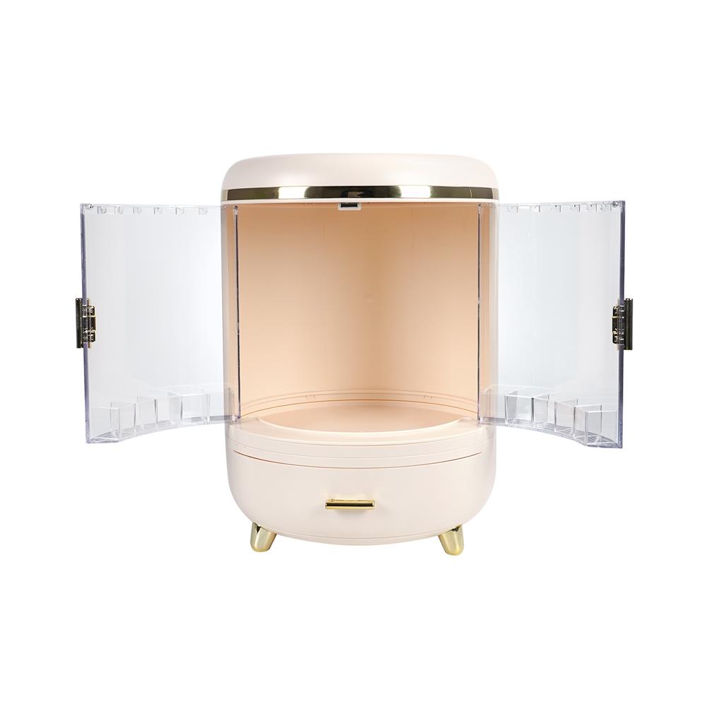 กล่องจัดเก็บเครื่องสำอาง พร้อมกระจก LED STACKO RIKA 26.5x26.5x35.5 ซม. สีขาว