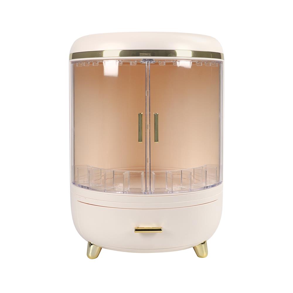 กล่องจัดเก็บเครื่องสำอาง พร้อมกระจก LED STACKO RIKA 26.5x26.5x35.5 ซม. สีขาว