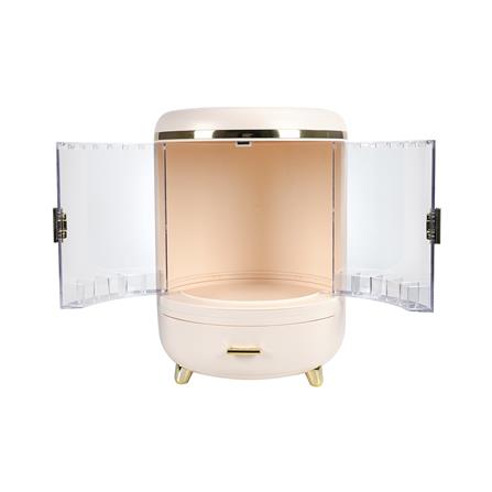 กล่องจัดเก็บเครื่องสำอาง พร้อมกระจก LED STACKO RIKA 26.5x26.5x35.5 ซม. สีขาว_3