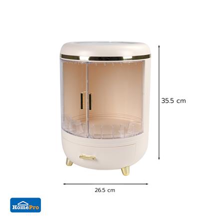 กล่องจัดเก็บเครื่องสำอาง พร้อมกระจก LED STACKO RIKA 26.5x26.5x35.5 ซม. สีขาว_9