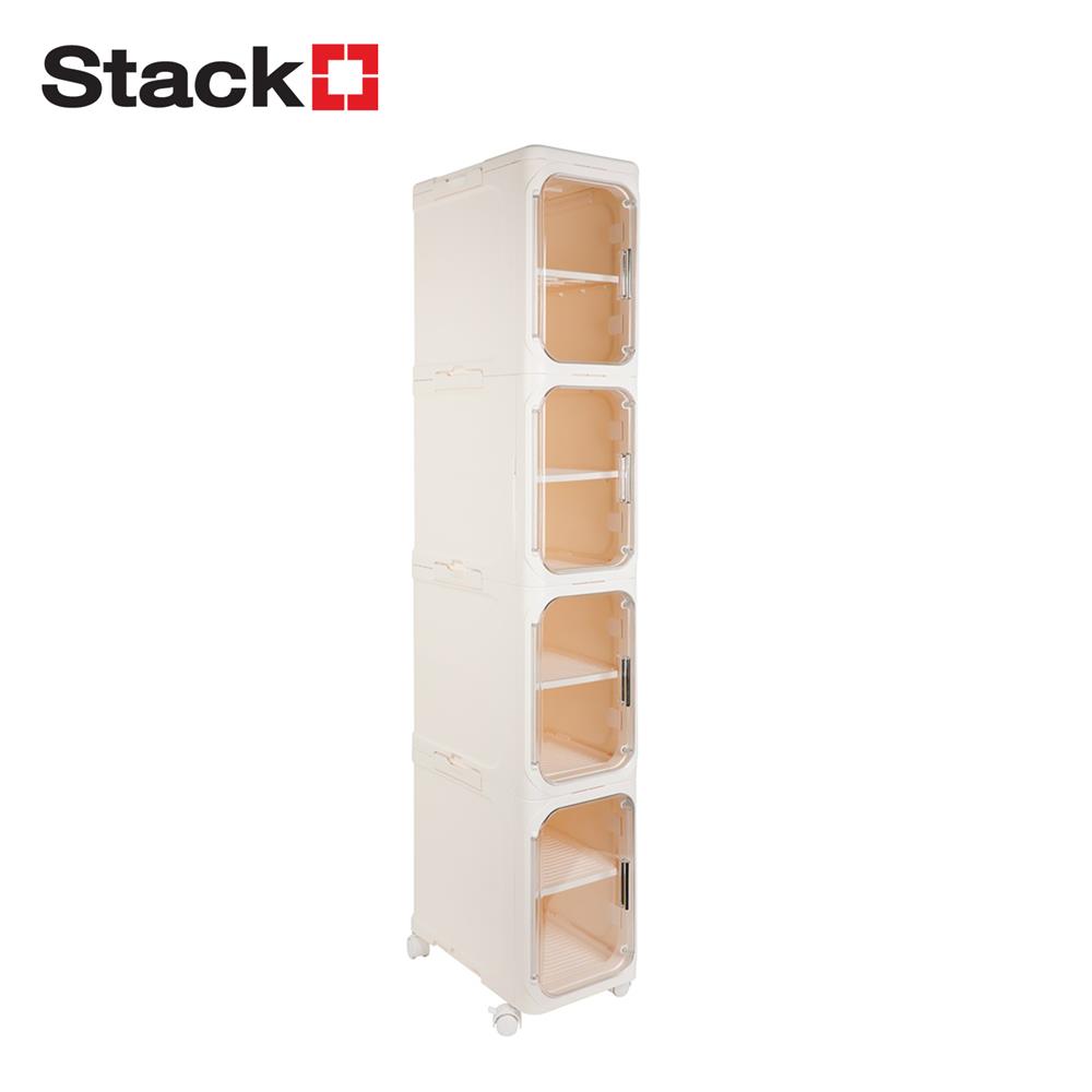 ตู้บานเปิดแคบ 4 ชั้น มีล้อ STACKO NICO 20x33x125.5 ซม. สีวอร์มขาว/ใส