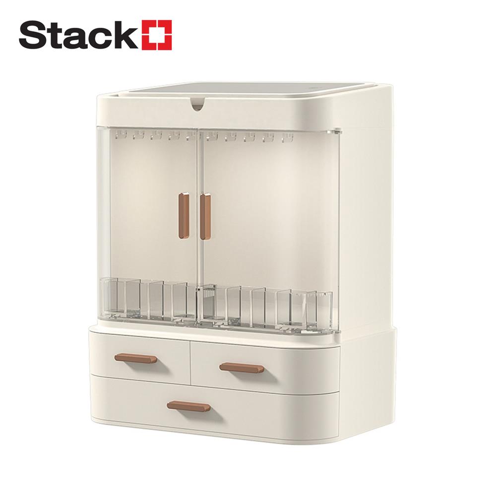 กล่องจัดเก็บเครื่องสำอาง พร้อมกระจก LED STACKO MIKA 29.7x20.6x35.5ซม. สีขาว_1