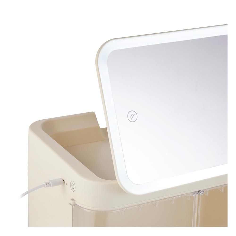 กล่องจัดเก็บเครื่องสำอาง พร้อมกระจก LED STACKO MIKA 29.7x20.6x35.5ซม. สีขาว