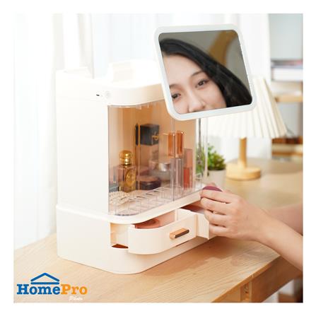 กล่องจัดเก็บเครื่องสำอาง พร้อมกระจก LED STACKO MIKA 29.7x20.6x35.5ซม. สีขาว_5