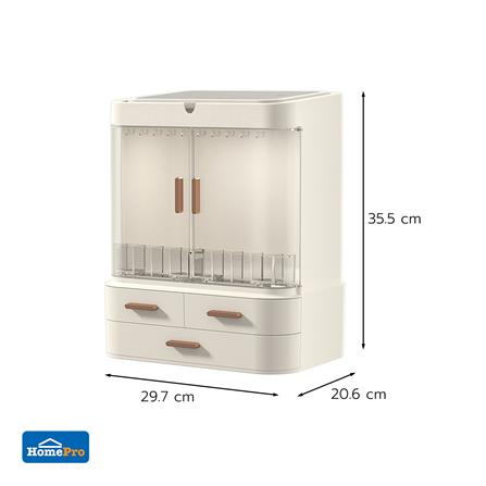 กล่องจัดเก็บเครื่องสำอาง พร้อมกระจก LED STACKO MIKA 29.7x20.6x35.5ซม. สีขาว_4