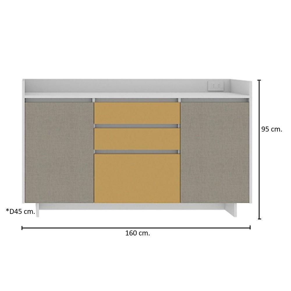 ตู้เตี้ย SB FURNITURE HAVEN 19211478 160 ซม. สีขาว