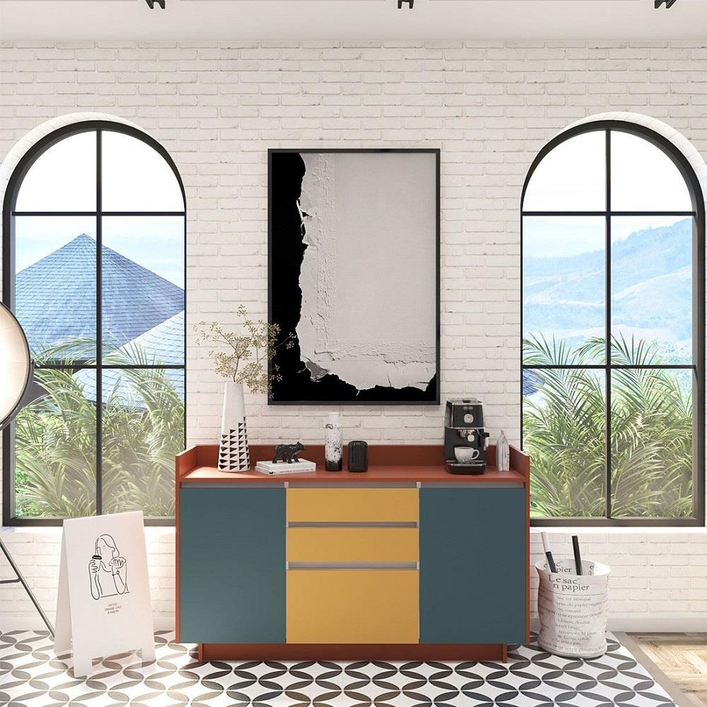 ตู้เตี้ยบานผสม SB FURNITURE HAVEN 19211477 160 ซม. สีแดง