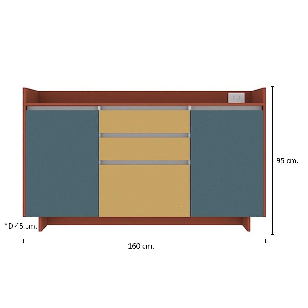ตู้เตี้ยบานผสม SB FURNITURE HAVEN 19211477 160 ซม. สีแดง