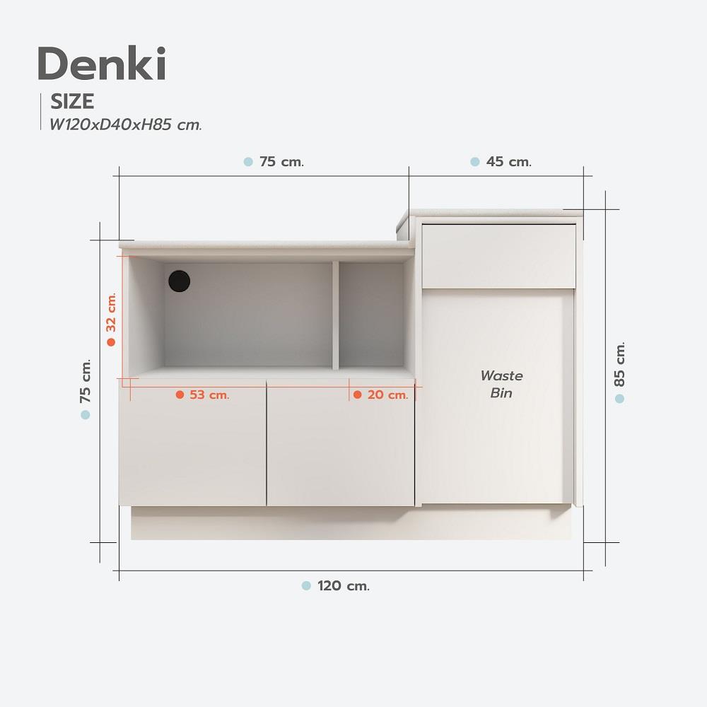 ตู้เตี้ยบานผสม SB FURNITURE DENKI 19241916 120 ซม. สีขาว
