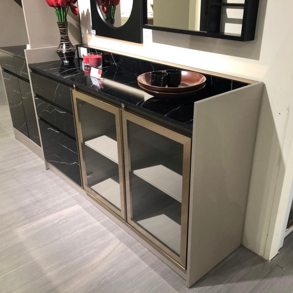 ตู้เตี้ยบานผสม SB FURNITURE BELINDA 19210738 160 ซม. ลายหินอ่อนดำ