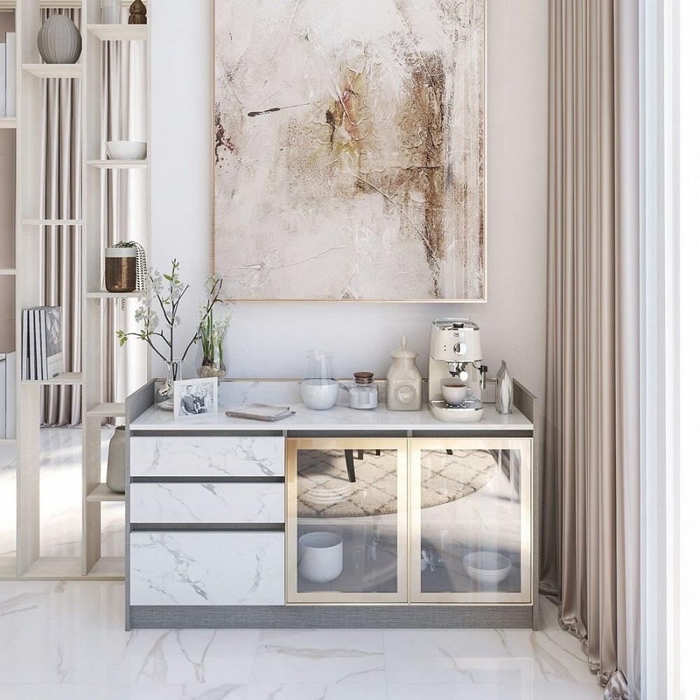 ตู้เตี้ยบานผสม SB FURNITURE BELINDA 19210737 160 ซม. ลายหินอ่อนขาว