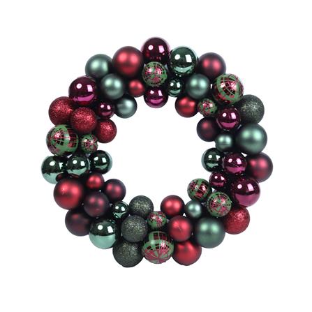 หรีดลูกบอลคริสต์มาส  HOME LIVING STYLE 34x34 ซม. สีแดง/เขียว_0