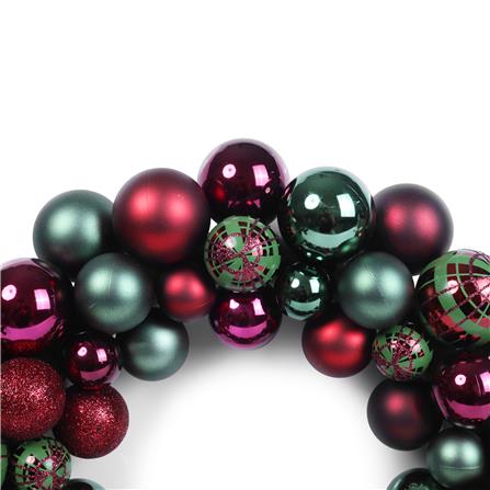 หรีดลูกบอลคริสต์มาส  HOME LIVING STYLE 34x34 ซม. สีแดง/เขียว_1