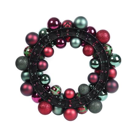 หรีดลูกบอลคริสต์มาส  HOME LIVING STYLE 34x34 ซม. สีแดง/เขียว_2