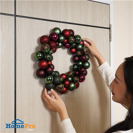 หรีดลูกบอลคริสต์มาส  HOME LIVING STYLE 34x34 ซม. สีแดง/เขียว_4