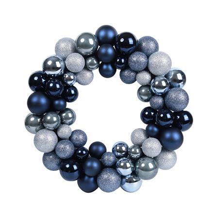 หรีดลูกบอลคริสต์มาส HOME LIVING STYLE 34x34 ซม. สีเงิน/ฟ้า_0