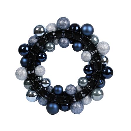 หรีดลูกบอลคริสต์มาส HOME LIVING STYLE 34x34 ซม. สีเงิน/ฟ้า_1
