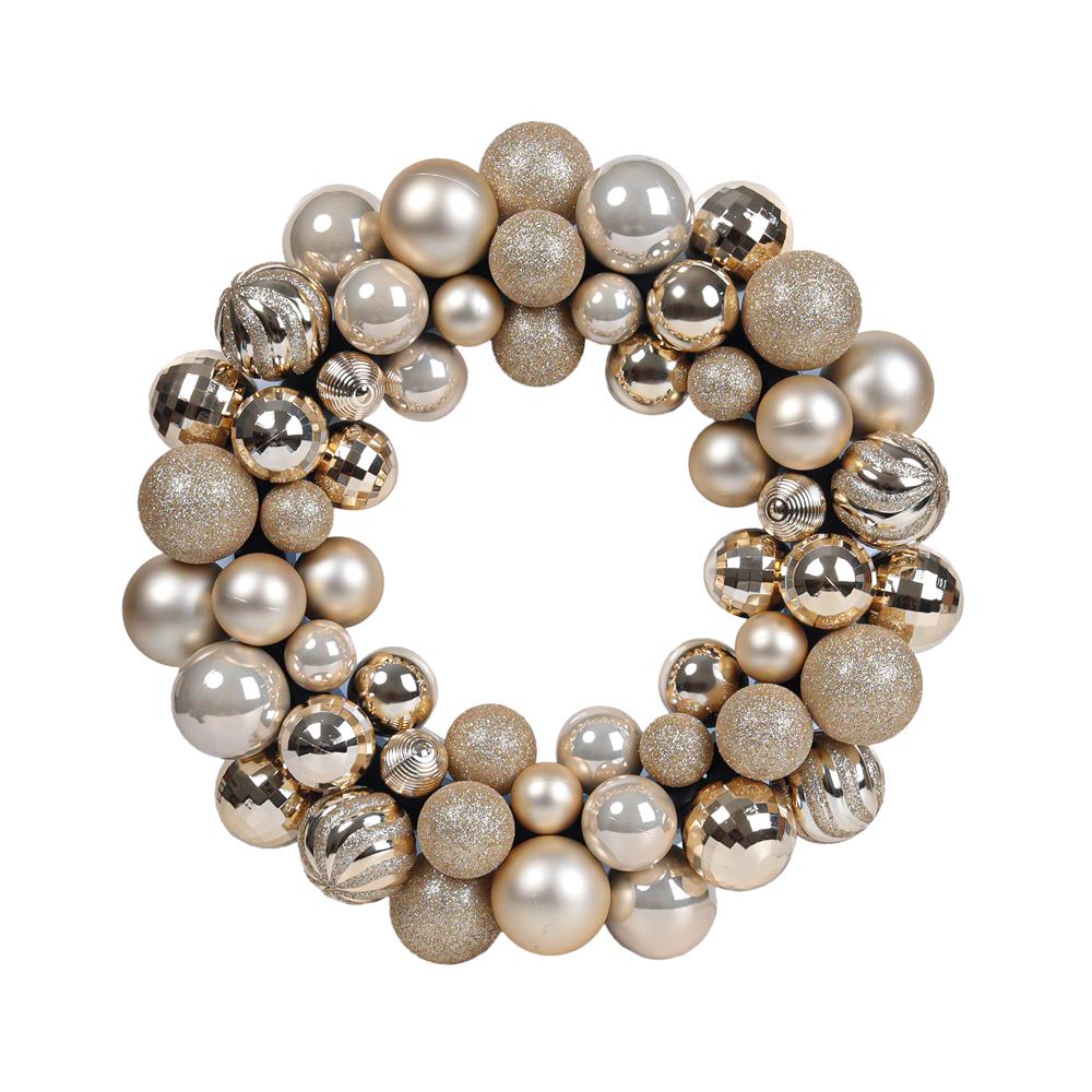 หรีดลูกบอลคริสต์มาส HOME LIVING STYLE 34x34 ซม. สีทอง_1