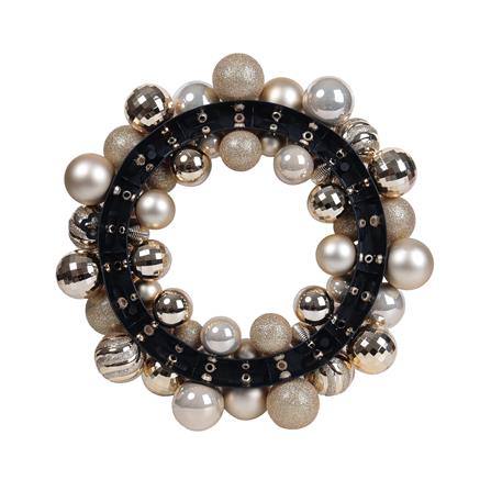 หรีดลูกบอลคริสต์มาส HOME LIVING STYLE 34x34 ซม. สีทอง_2