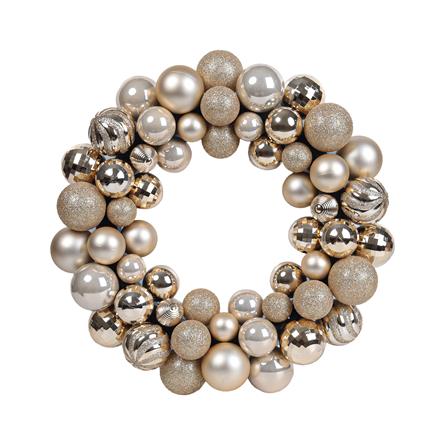 หรีดลูกบอลคริสต์มาส HOME LIVING STYLE 34x34 ซม. สีทอง_0