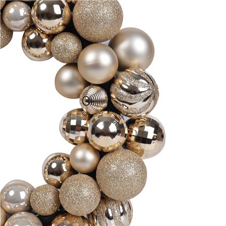 หรีดลูกบอลคริสต์มาส HOME LIVING STYLE 34x34 ซม. สีทอง_3