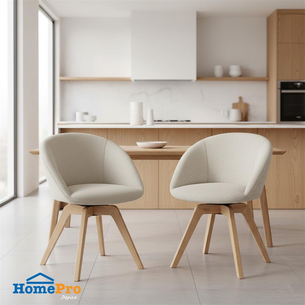 เก้าอี้ทานข้าวหมุนได้ FURDINI MIRA สีเบจ