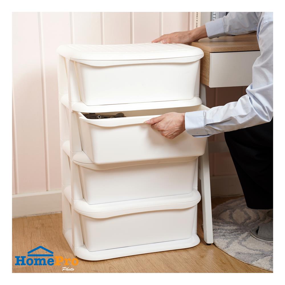 ตู้ลิ้นชัก 4 ชั้น STACKO HIDA 50x38x76ซม. สีขาว