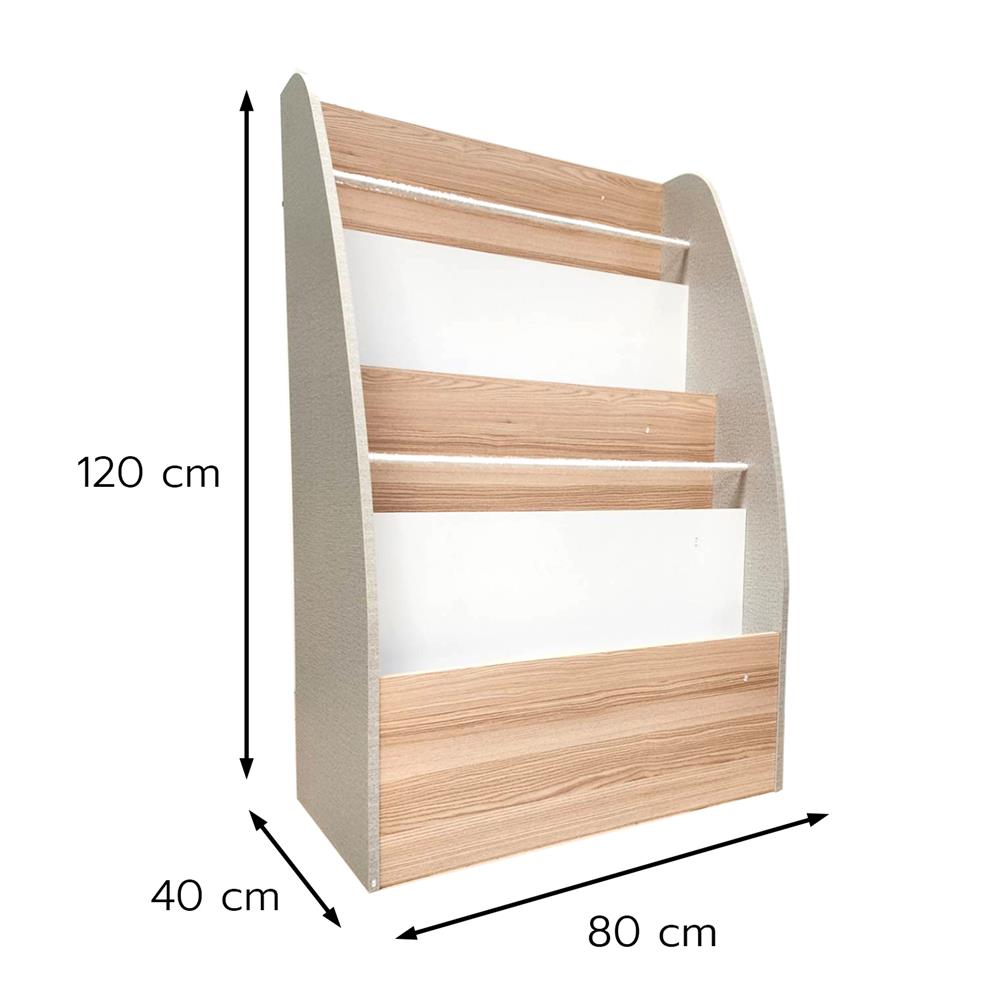 ชั้นวางหนังสือเด็ก FURDINI TORI 80 ซม. สี PINE OAK/ขาว