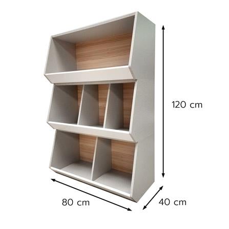 ชั้นวางของเล่นเด็ก FURDINI TORI 80 ซม. สี PINE OAK/ขาว/เทา_9