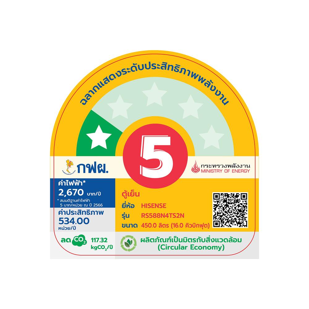 ตู้เย็น SIDE BY SIDE HISENSE RS588N4TS2N 16 คิว สีดำ