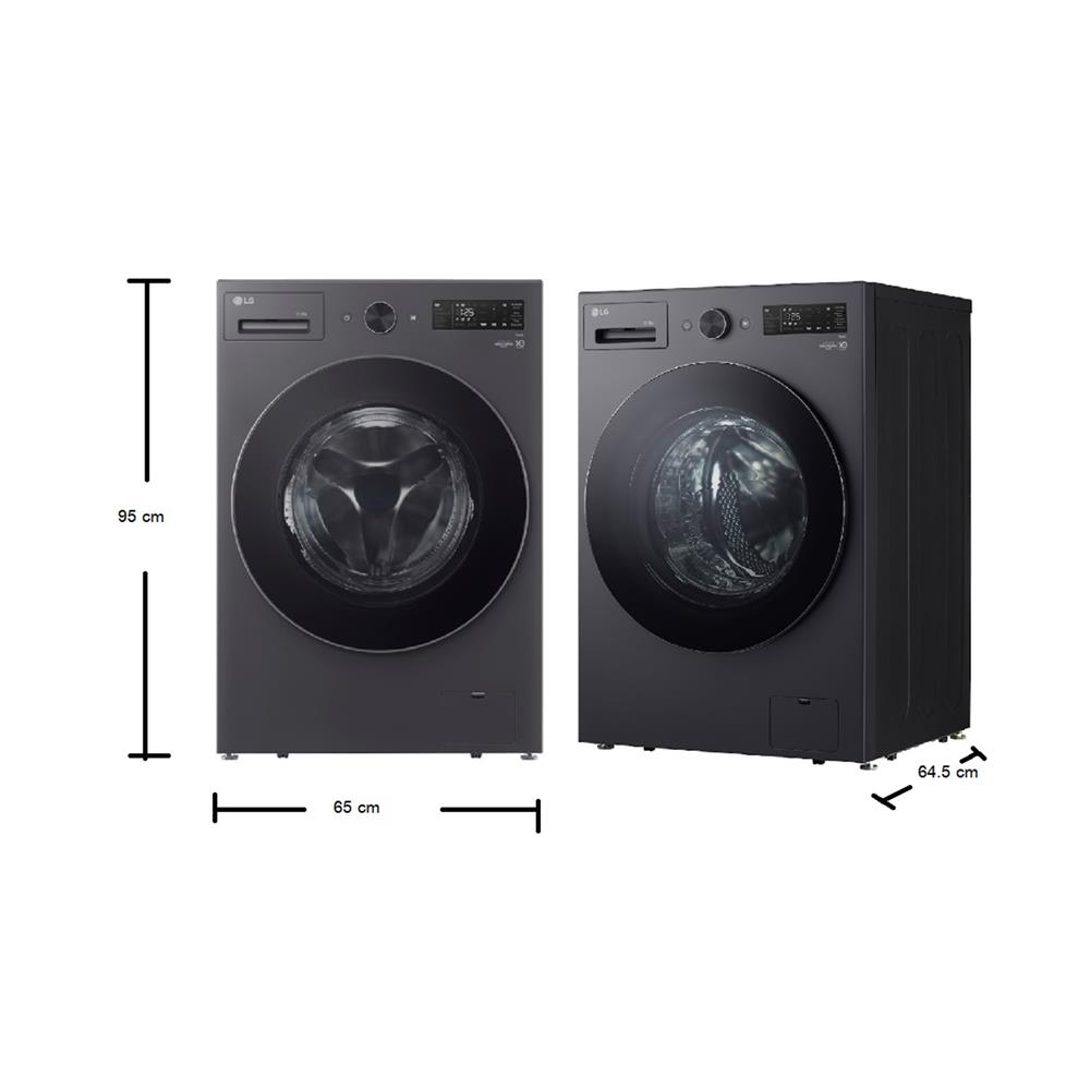 เครื่องซักอบผ้าฝาหน้า LG F2515RNEG 15/8 กก. 1100RPM อินเวอร์เตอร์ สีแกร์ไฟต์