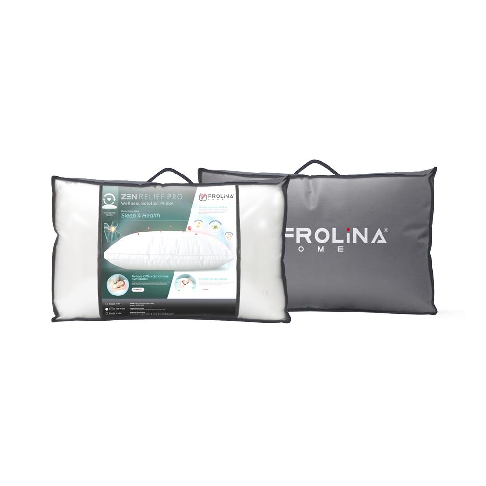 หมอนหนุน ไมโครไฟเบอร์ FROLINA ZEN RELIEF PRO M BAG 19x29 นิ้ว สีขาว