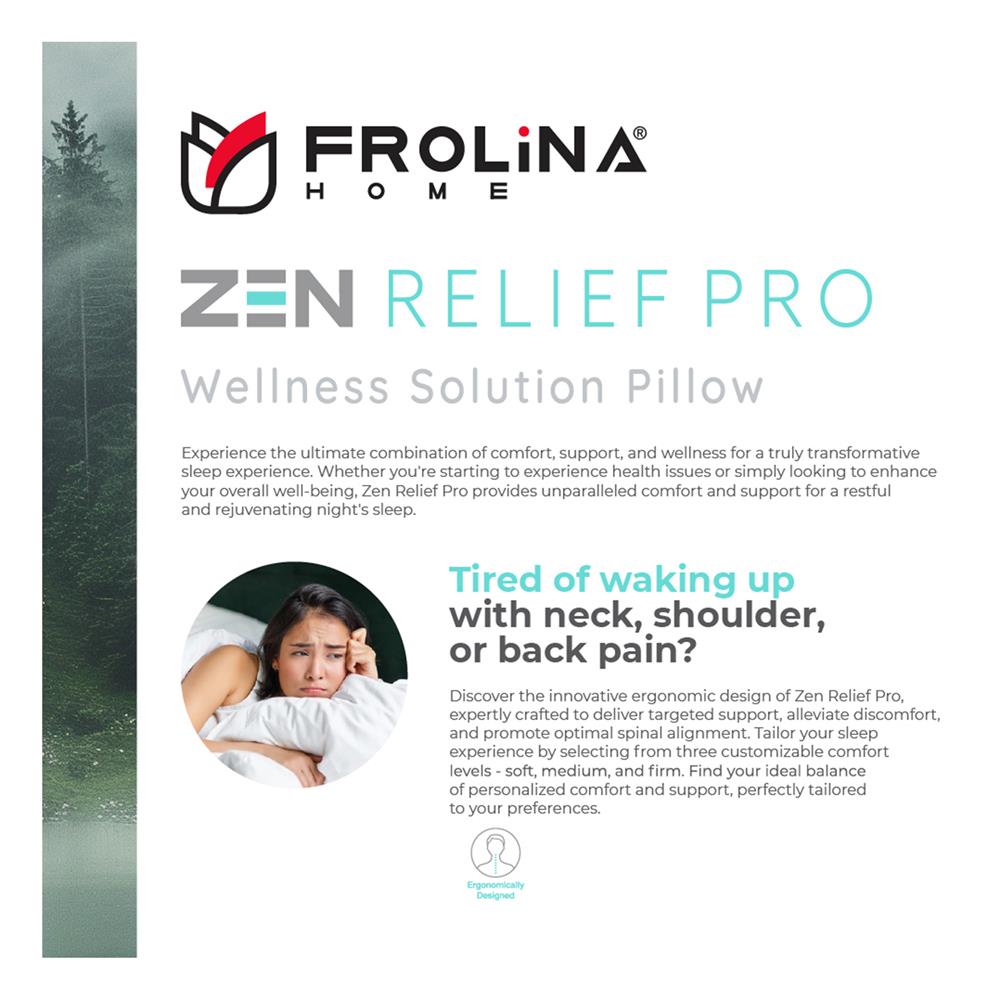 หมอนหนุน ไมโครไฟเบอร์ FROLINA ZEN RELIEF PRO M BAG 19x29 นิ้ว สีขาว