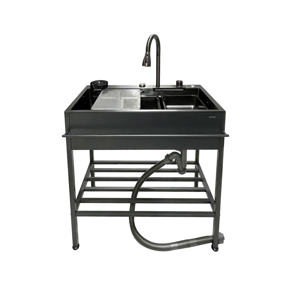 ซิงค์ขาตั้ง 1 หลุม KUCINE KURO8245 สีเทาดำ_1
