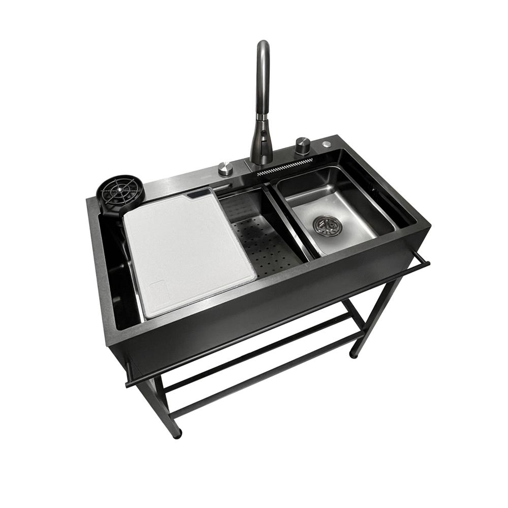 ซิงค์ขาตั้ง 1 หลุม KUCINE KURO8245 สีเทาดำ