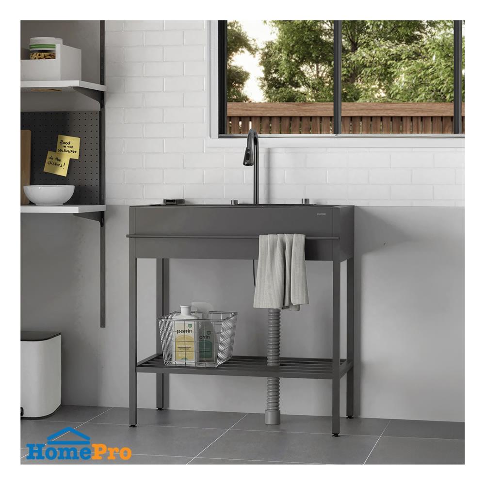 ซิงค์ขาตั้ง 1 หลุม KUCINE KURO8245 สีเทาดำ