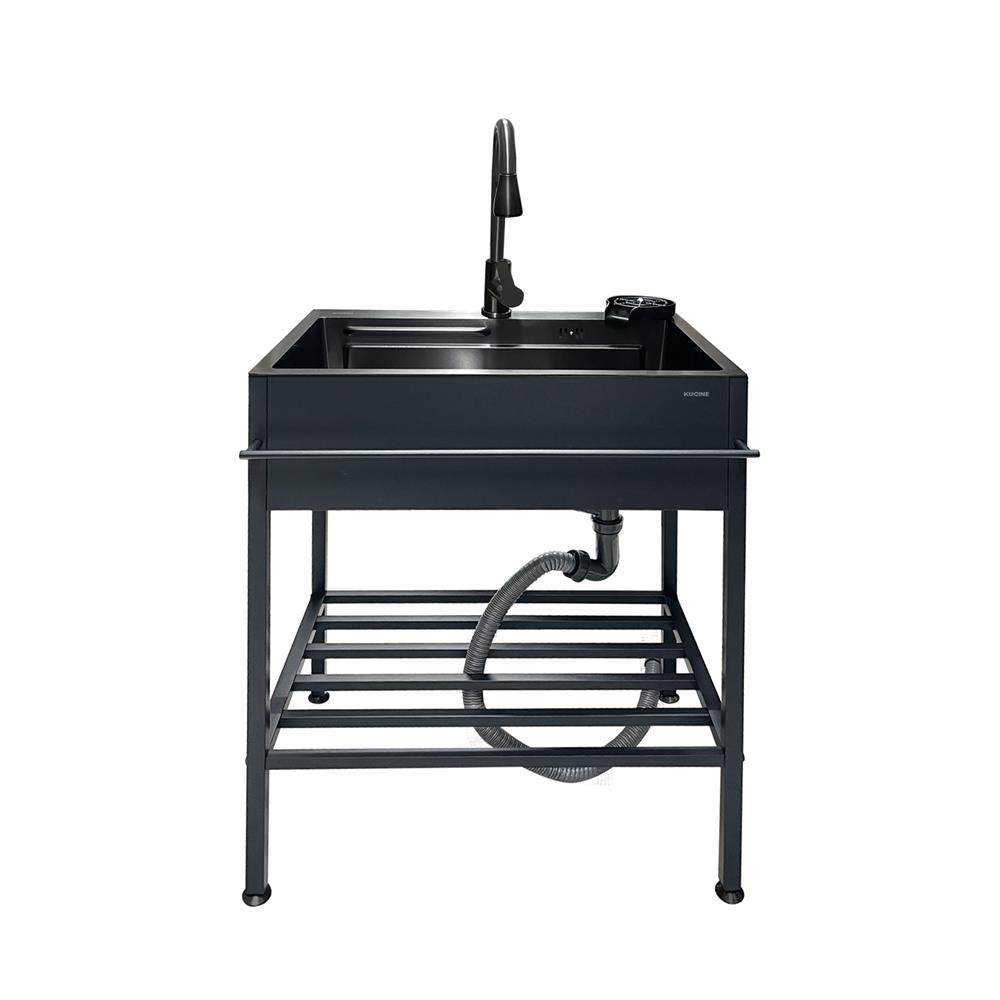 ซิงค์ขาตั้ง 1 หลุม KUCINE KURO6845 สีเทาดำ