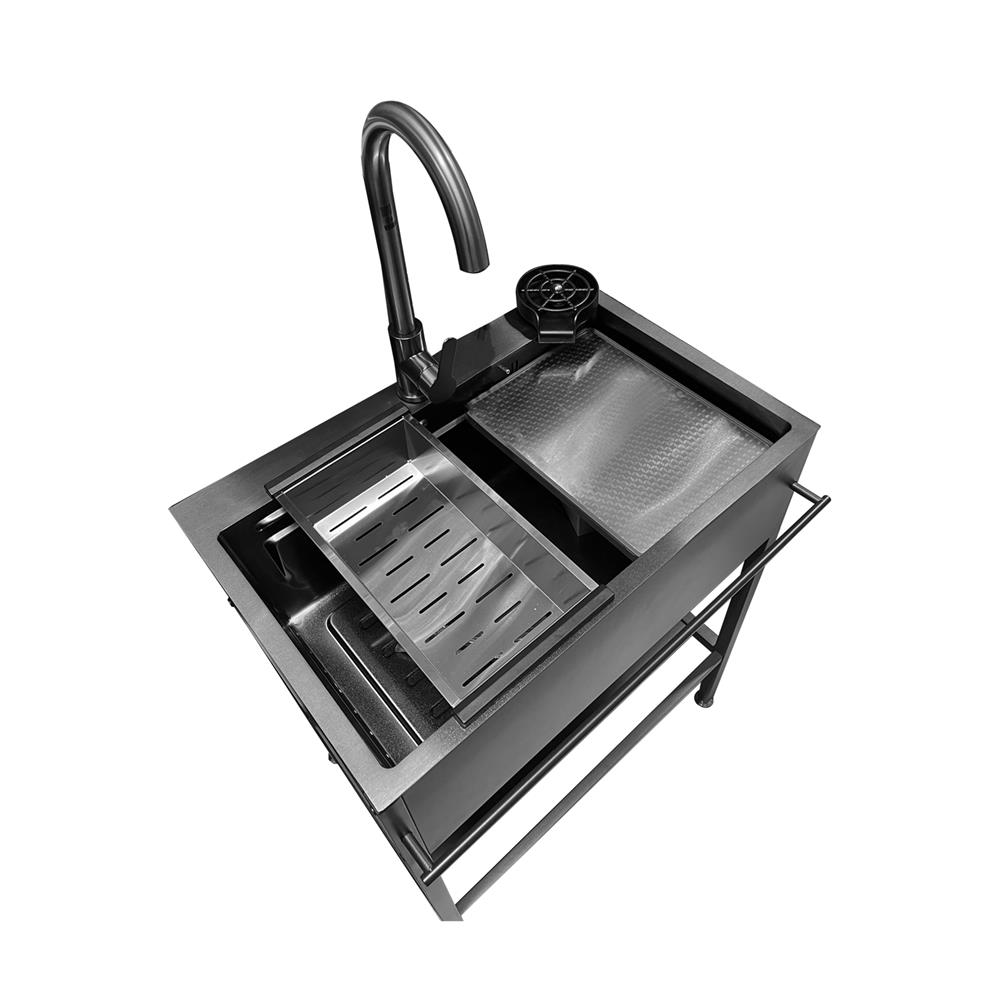 ซิงค์ขาตั้ง 1 หลุม KUCINE KURO6845 สีเทาดำ