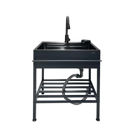 ซิงค์ขาตั้ง 1 หลุม KUCINE KURO6845 สีเทาดำ_0