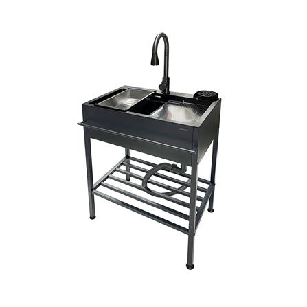 ซิงค์ขาตั้ง 1 หลุม KUCINE KURO6845 สีเทาดำ_1