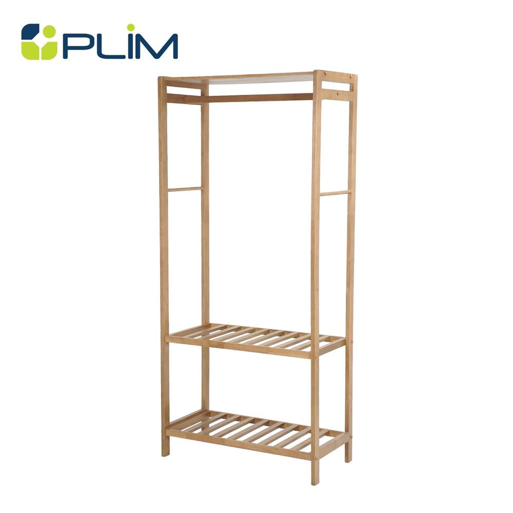 ราวแขวนผ้าไม้พร้อมชั้นวาง 2 ชั้น 80 ซม. PLIM LIVARA สีมอคค่า