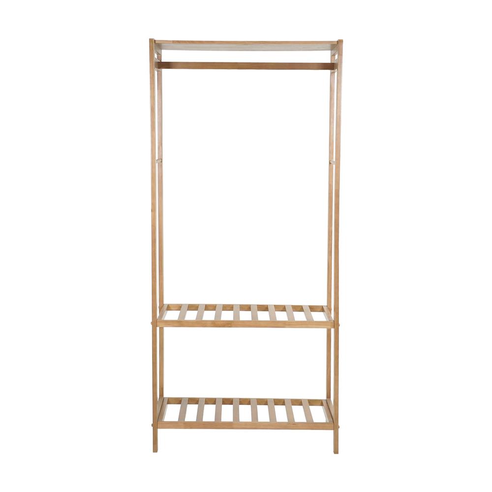 ราวแขวนผ้าไม้พร้อมชั้นวาง 2 ชั้น 80 ซม. PLIM LIVARA สีมอคค่า