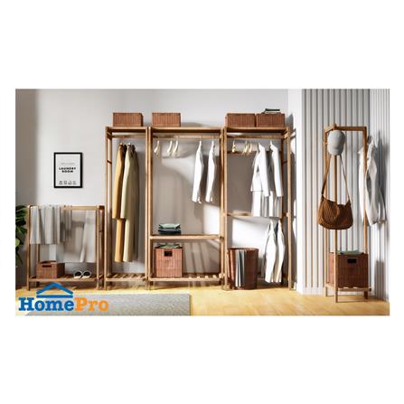 ราวแขวนผ้าไม้พร้อมชั้นวางของ 45 ซม. PLIM LIVARA สีมอคค่า_6