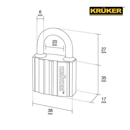 กุญแจ KRUKER KK-9398 38 มม. สีดำ_6