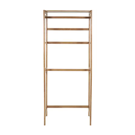 ราวแขวนผ้าไม้ 2 ราวแขวนพร้อมชั้นวาง 70 ซม. PLIM LIVARA สีมอคค่า_1