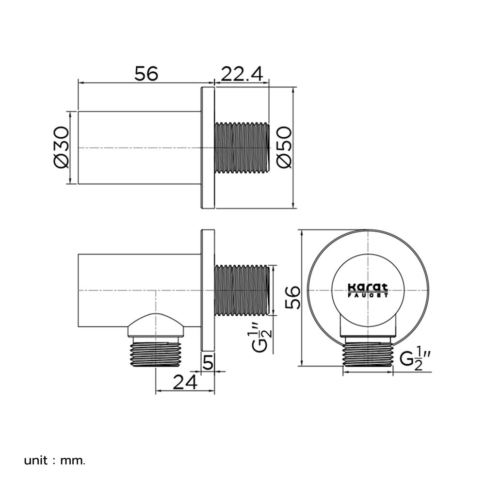 ข้อต่อฝักบัว KARAT FAUCET KP-02-811-55 สีดำ